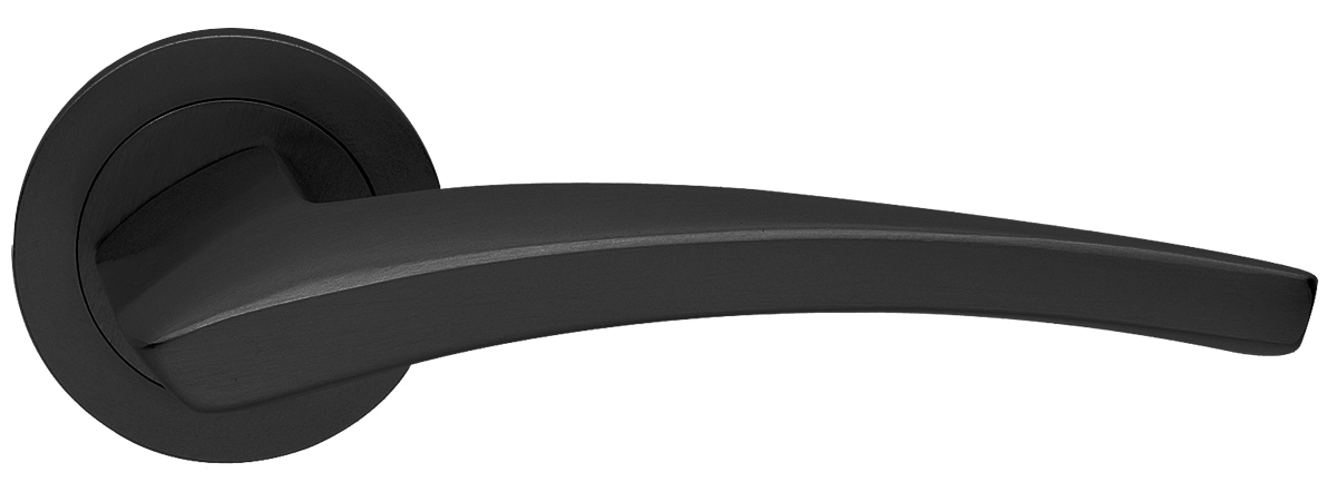 Ручка дверная WIND R2 NERO раздельная на круглой розетке, цвет - черный фото купить в Оренбурге