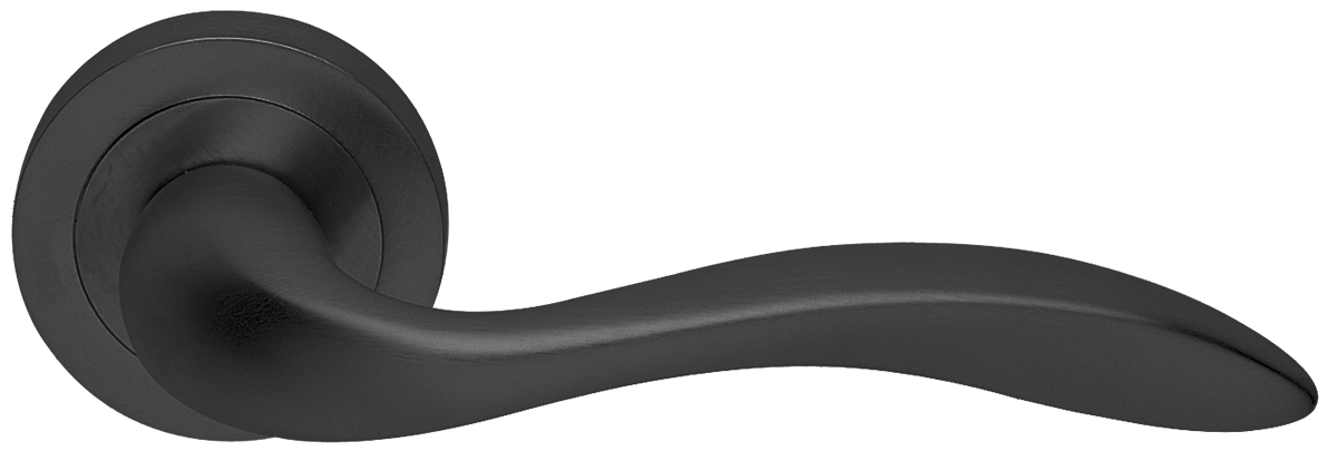 Ручка дверная LEON R2 NERO раздельная на круглой розетке, цвет - черный фото купить в Оренбурге