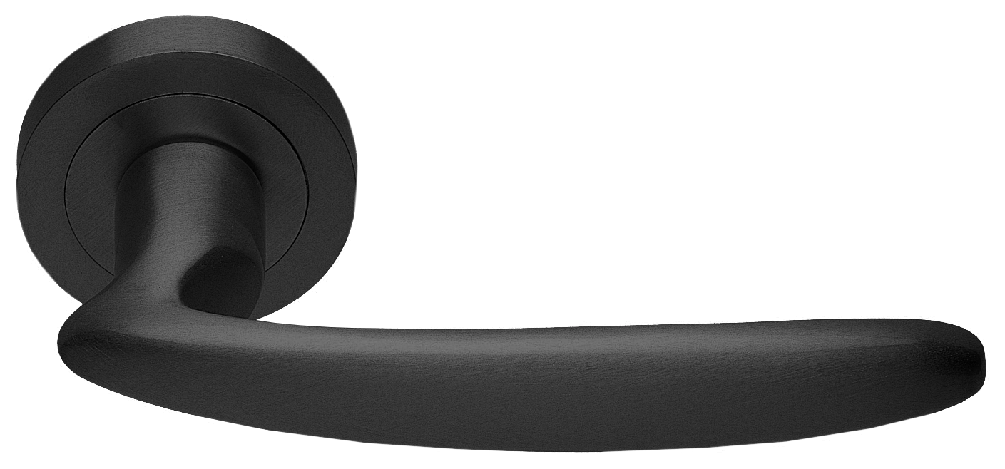 Ручка дверная FLAMINGO R2 NERO раздельная на круглой розетке, цвет - черный фото купить в Оренбурге