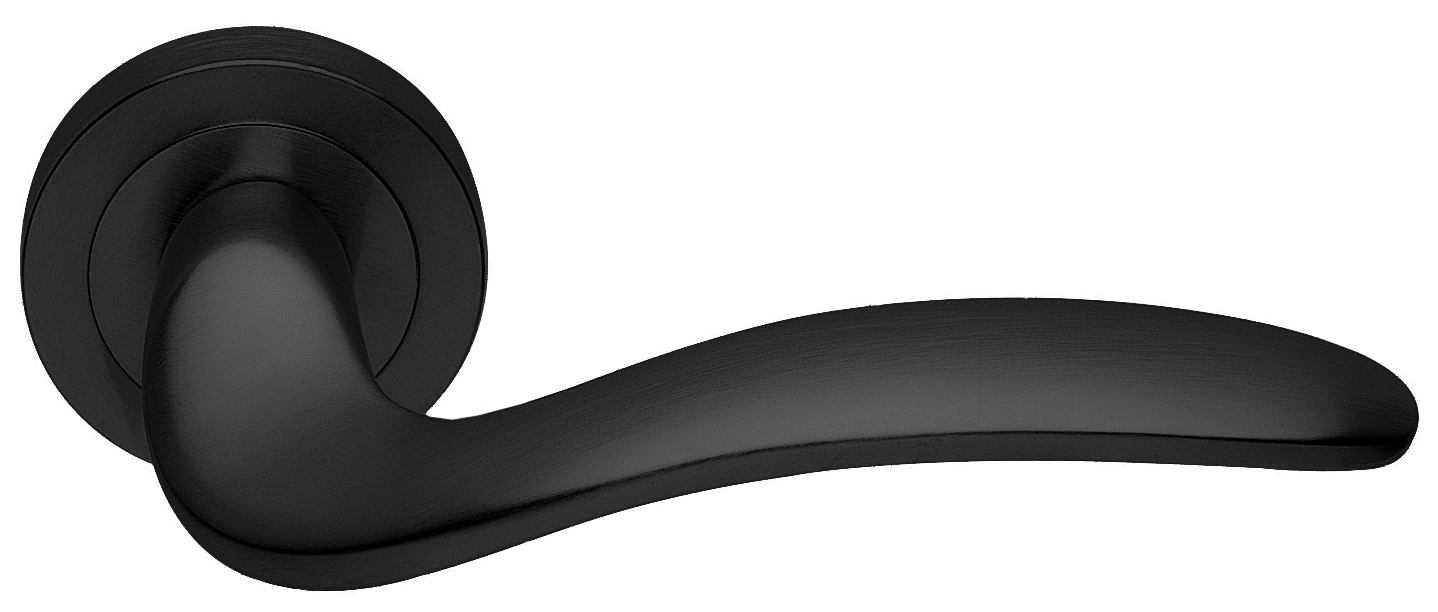 Ручка дверная COBRA R2 NERO раздельная на круглой розетке, цвет - черный фото купить в Оренбурге