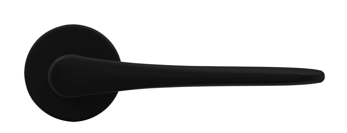 Ручка дверная AULA R5 NERO-ST на круглой розетке, цвет черный soft-touch, ЦАМ фото купить в Оренбурге