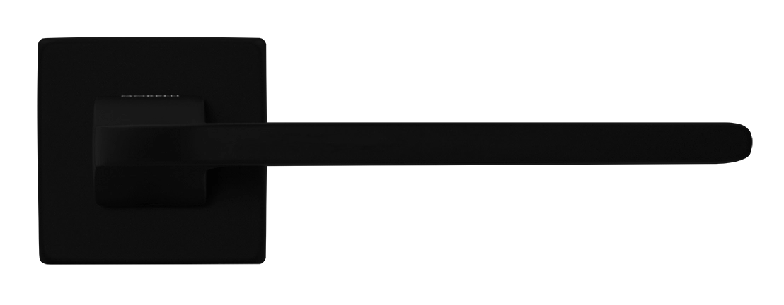 Ручка дверная SPUTNIK S5 NERO-ST на квадратной розетке, цвет черный soft-touch, ЦАМ фото фурнитура Оренбург