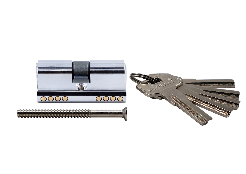 Ключевой цилиндр высокой секретности HS 50C PC (50мм), цвет хром фото купить в Оренбурге