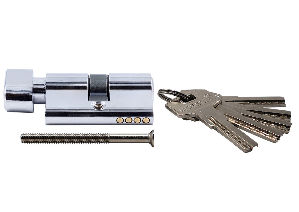 Ключевой цилиндр высокой секретности HS 50CK PC с заверткой (50мм), цвет хром фото купить в Оренбурге