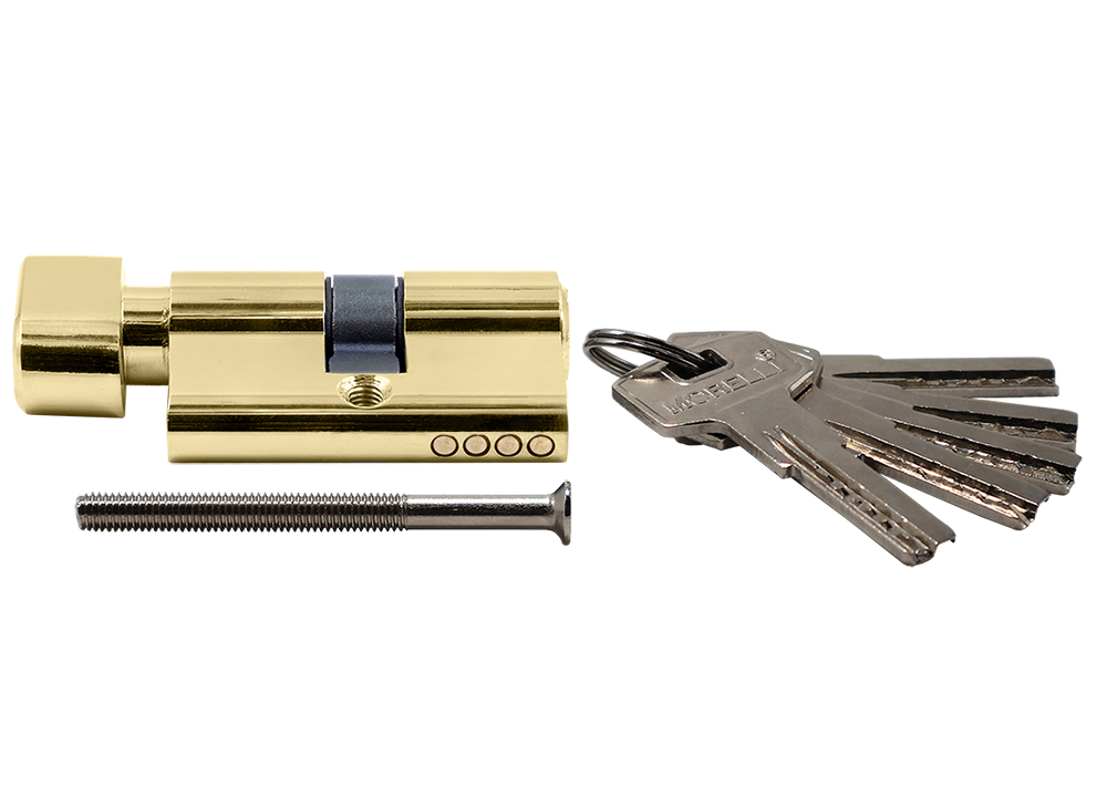 Ключевой цилиндр высокой секретности HS 50CK PG с заверткой (50мм), цвет золото фото купить в Оренбурге