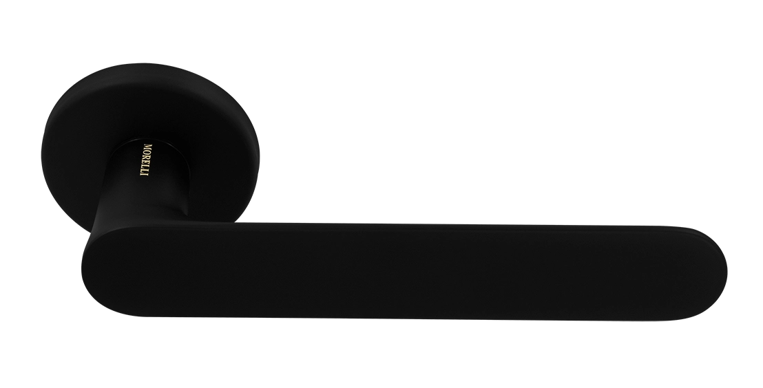 Ручка дверная LE BOAT R5 NERO-ST раздельная на круглой розетке, цвет черный soft-touch, латунь фото купить Оренбург