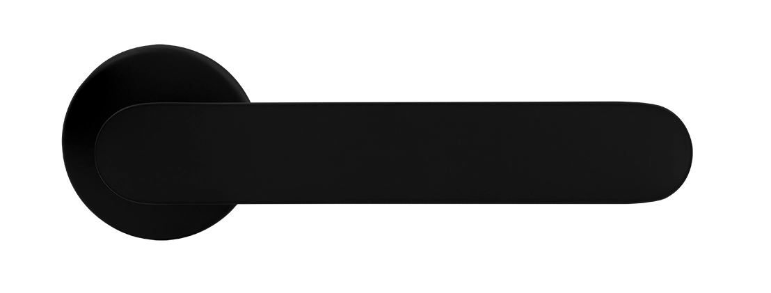 Ручка дверная LE BOAT R5 NERO-ST раздельная на круглой розетке, цвет черный soft-touch, латунь фото купить в Оренбурге