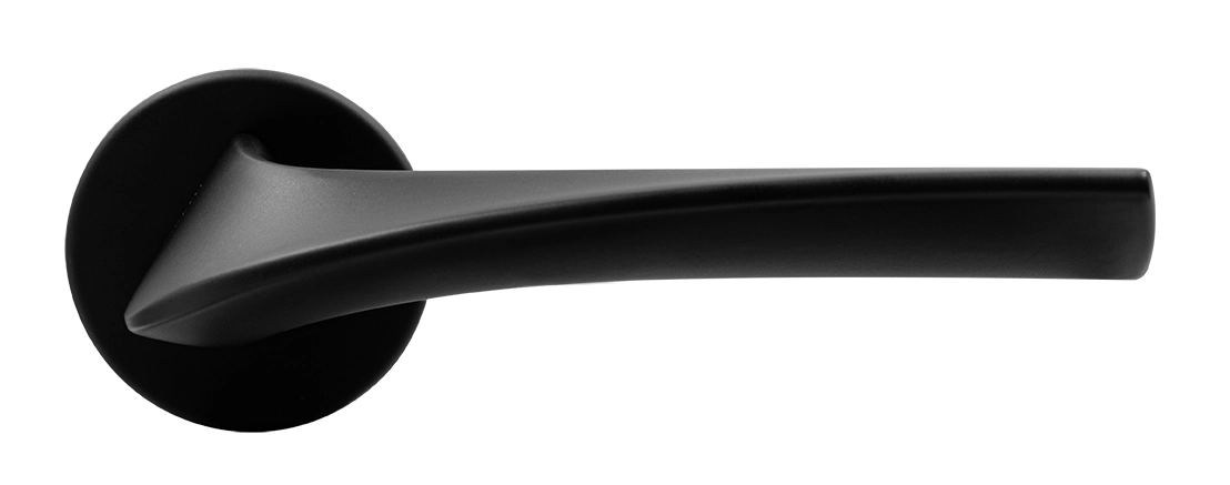 Ручка дверная COMETA R5 NERO-ST на круглой розетке цвет черный soft-touch, ЦАМ фото купить в Оренбурге