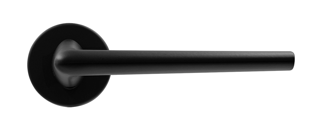 Ручка дверная THE FORCE R5 NERO-ST на круглой розетке, цвет черный soft-touch, ЦАМ фото купить в Оренбурге