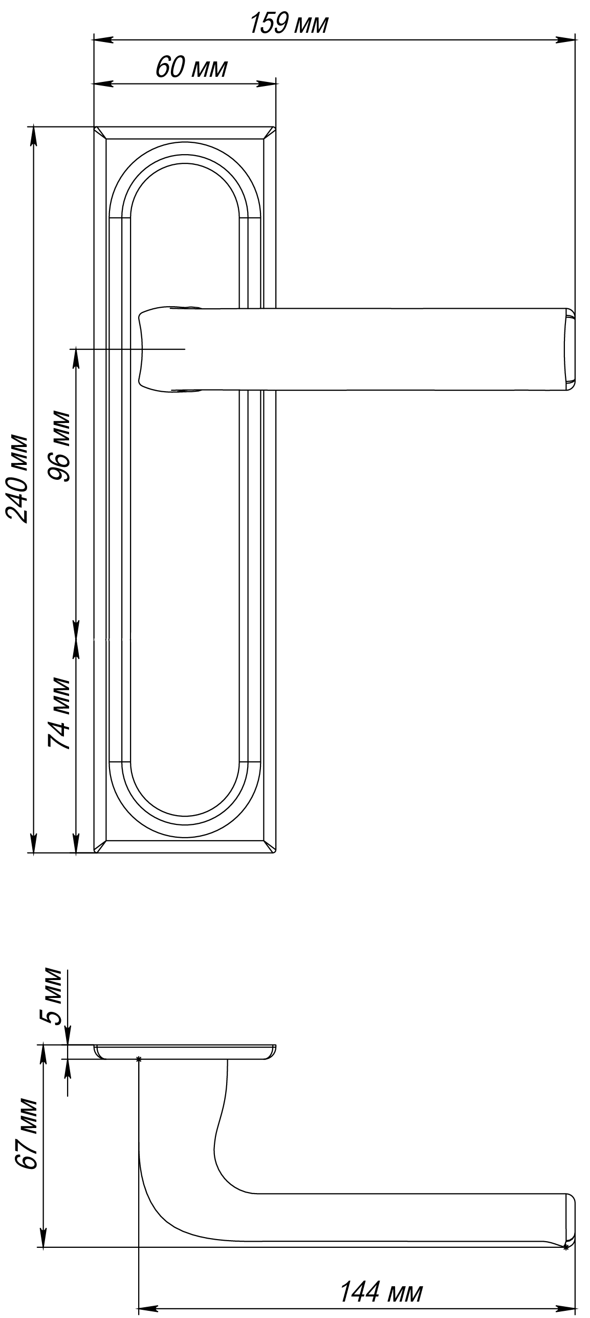 Ручка дверная THE BUS STATION PLS SST на планке, цвет Летняя гроза/Summer Storm фото фурнитура Оренбург