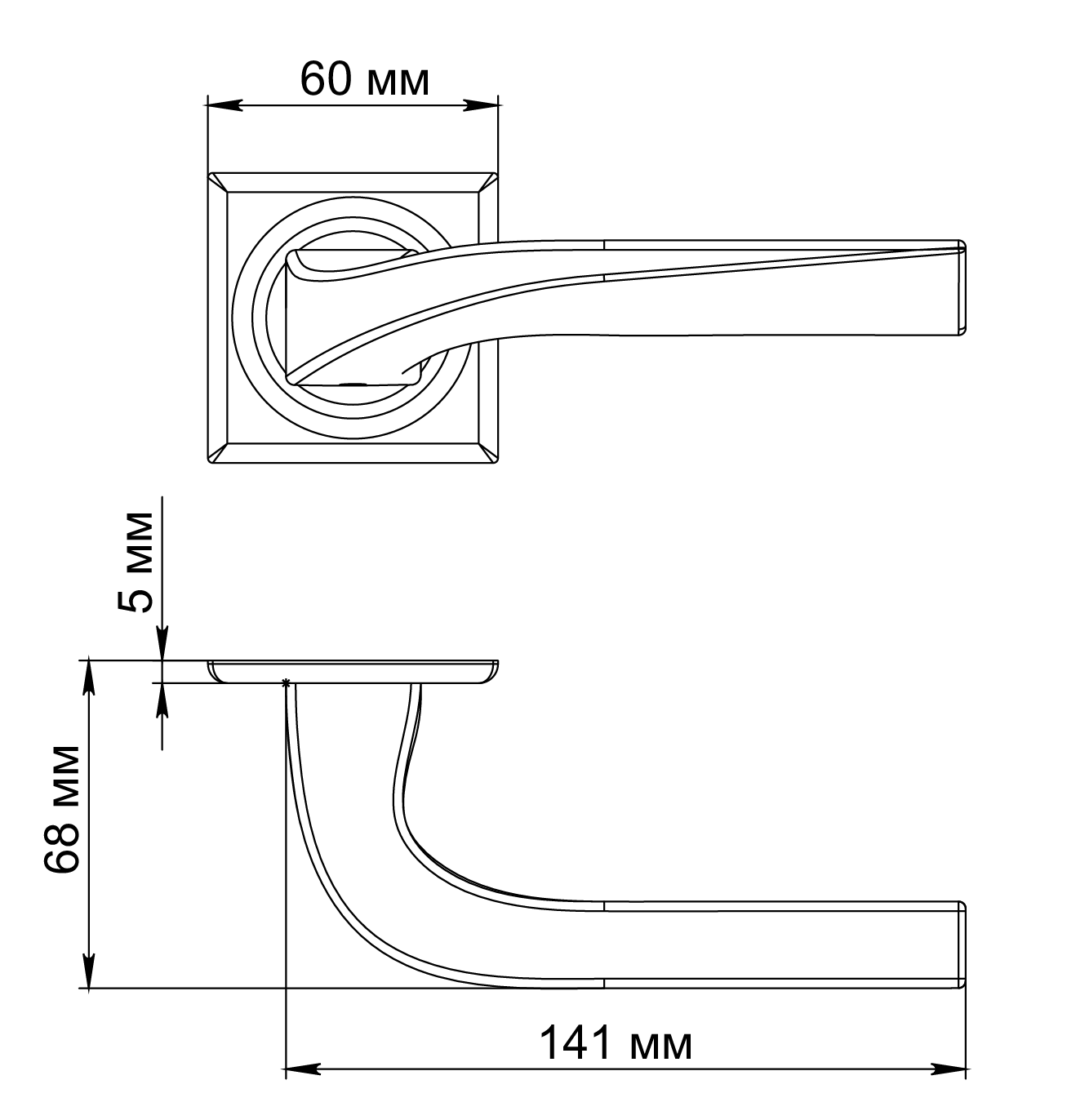 Ручка дверная WD CONCERT HALL S7 AH на квадратной розетке, цвет Осенний мёд/Autumn Honey фото фурнитура Оренбург