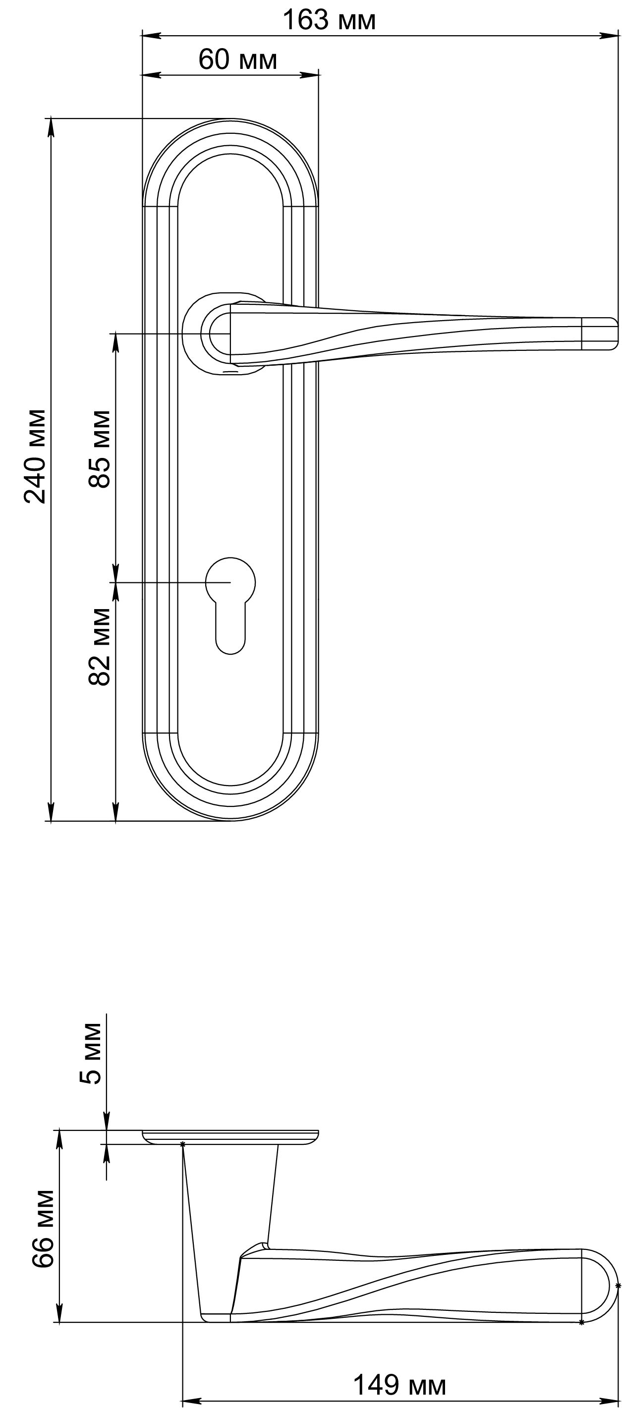 Ручка дверная THE OLYMPICS PLR KH WF на планке под ключевой цилиндр, цвет Зимняя стужа/Winter Frost фото купить в Оренбурге