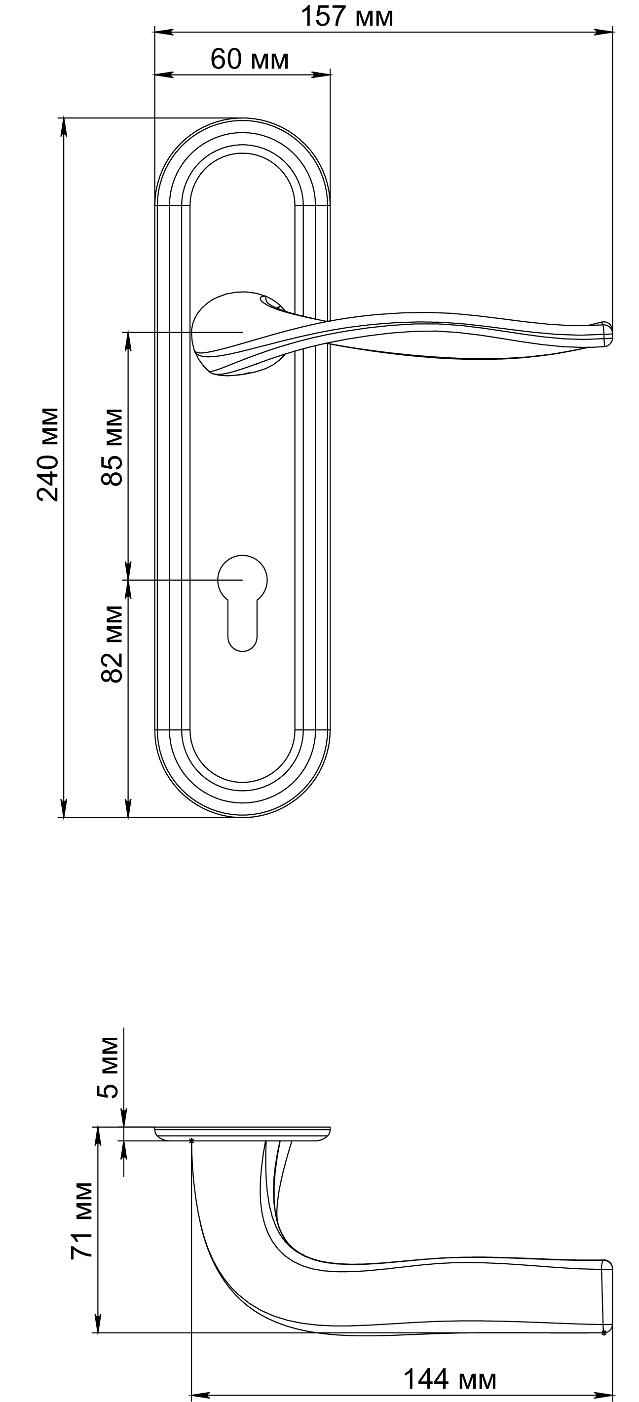 Ручка дверная SKYSCRAPER PLR KH AH на планке под ключевой цилиндр, цвет Осенний мёд/Autumn Honey фото купить в Оренбурге