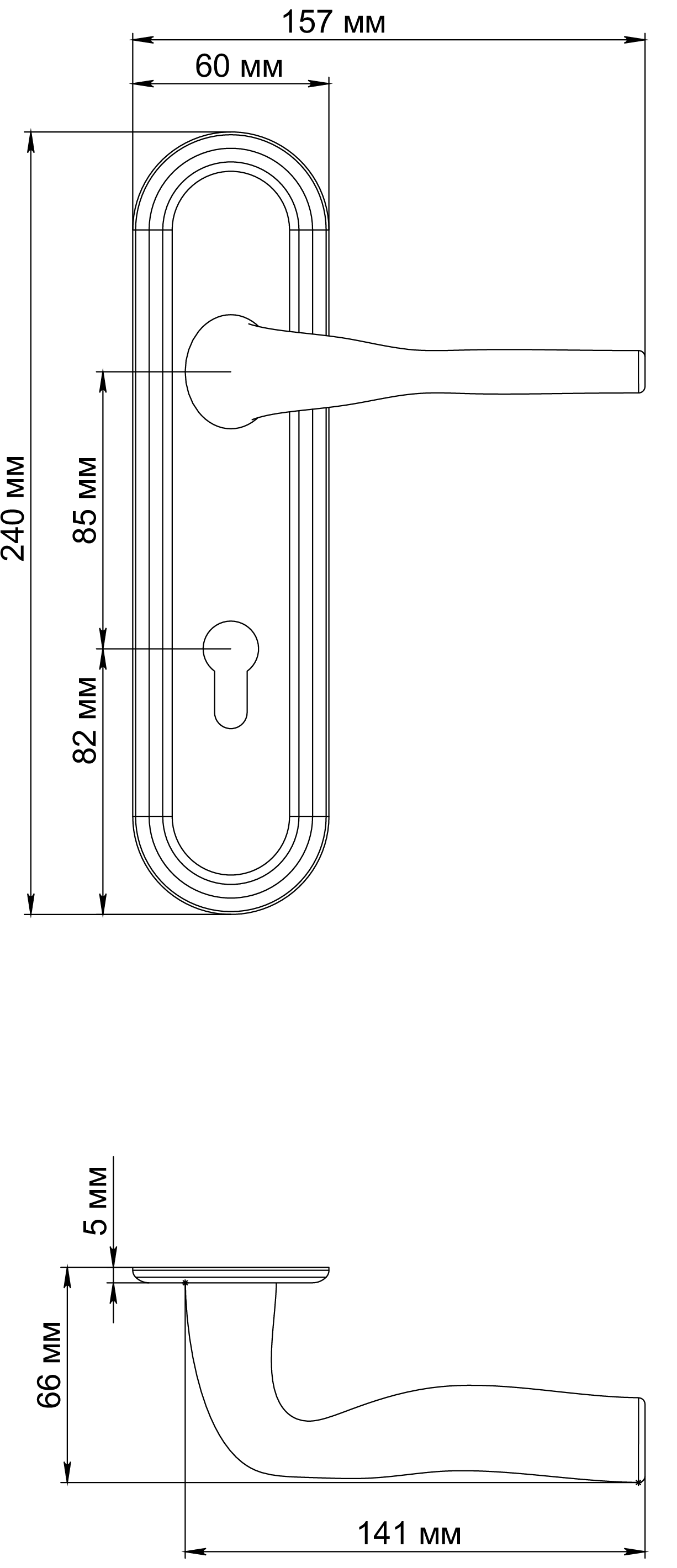 Ручка дверная LVB PLR KH SMI на планке под ключевой цилиндр, цвет Весенняя дымка/Spring Mist фото купить в Оренбурге