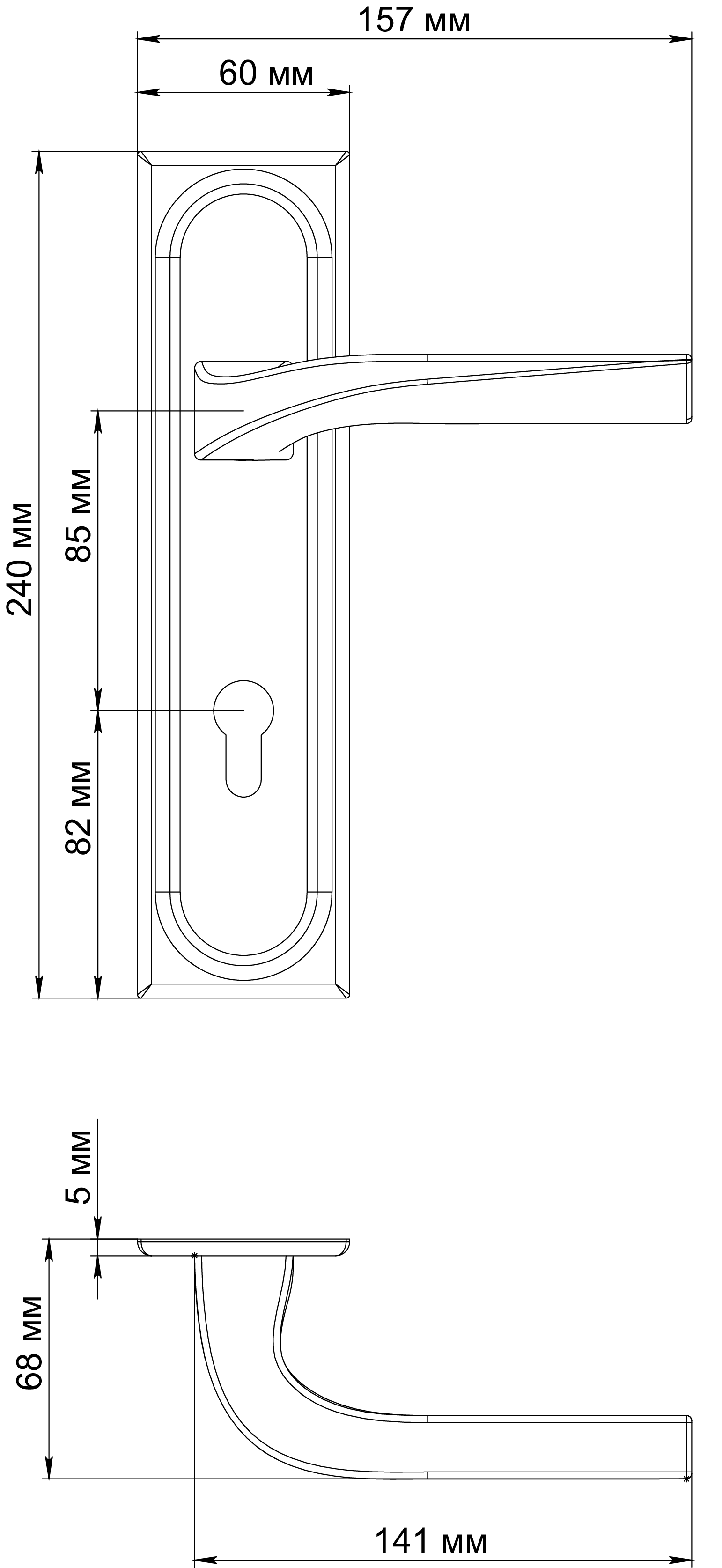 Ручка дверная WD CONCERT HALL PLS KH WF на планке под ключевой цилиндр, цвет Зимняя стужа/Winter Frost фото купить в Оренбурге