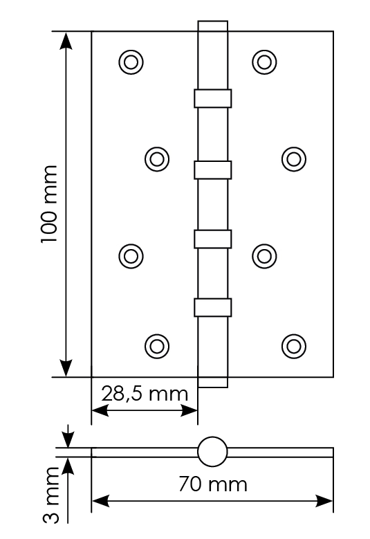 Петля карточная универсальная MBU 100X70X3-4BB COF латунь,врезная,цвет кофе фото купить в Оренбурге