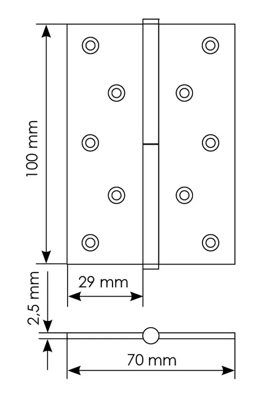 Петля разъемная карточная MSD 100X70X2.5 BL L стальная левая, врезная, цвет черный, сталь фото купить в Оренбурге