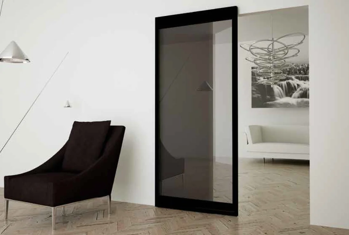INVISIBLE-2 FRAME 1500/3000 NS, раздвижная система для дверей шириной  1500мм, высотой 3000мм, цвет - черный фото купить Оренбург