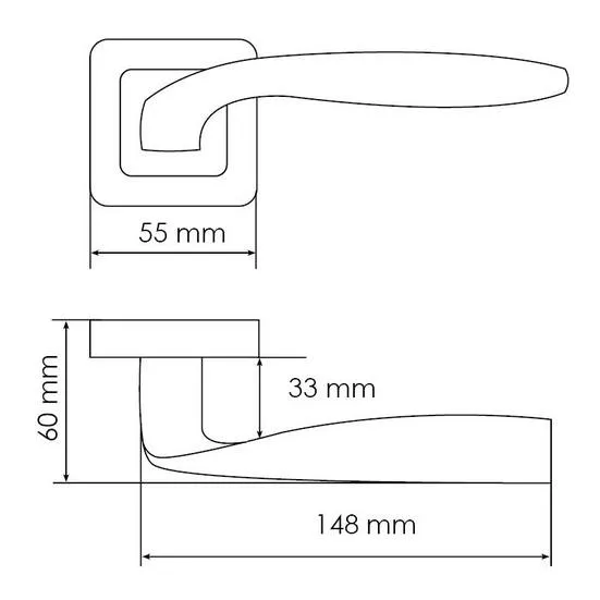 Ручка дверная SHELL MH-45 GR/CP-S55 раздельная на квадратной розетке, цвет графит/хром, ЦАМ Light фото купить в Оренбурге