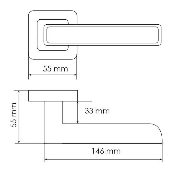 Ручка дверная FLEX MH-44 GR/CP-S55 раздельная на квадратном основании, цвет графит/хром, ЦАМ Light фото купить в Оренбурге