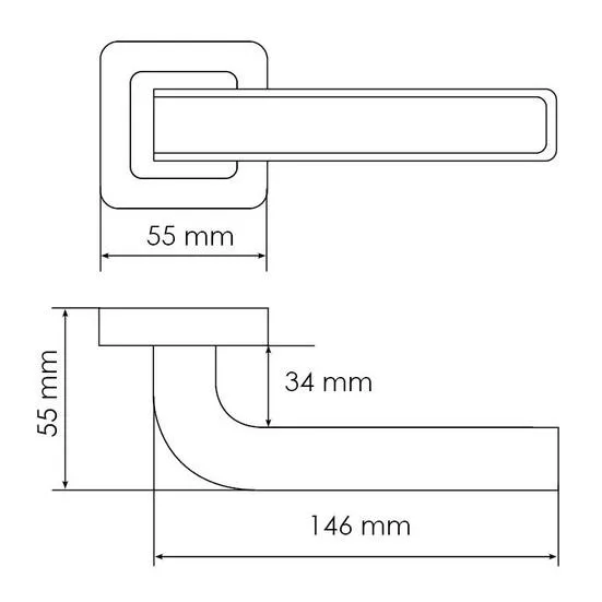 Ручка дверная EON MH-46 GR/CP-S55 раздельная на квадратной розетке, цвет графит/хром, ЦАМ Light фото фурнитура Оренбург