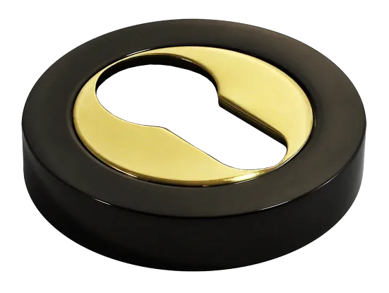 LUX-KH-R2 NNO, накладка на евроцилиндр, цвет - черный хром/золото фото купить Оренбург